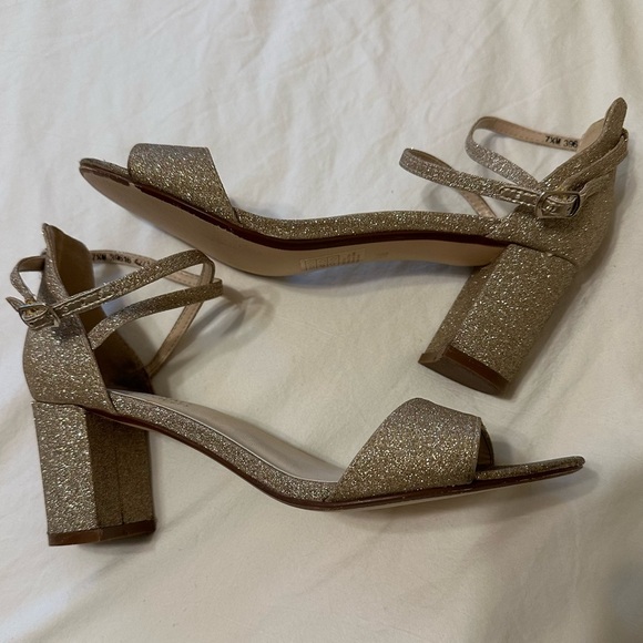 BENJAMIN walk touch Ups Women's Gold Sparkle  Heeled Sandal, Size 7.5 - Picture 8 of 10